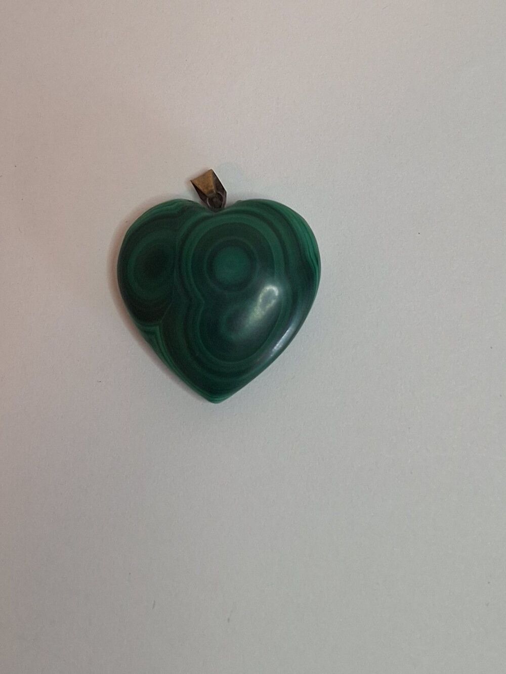 Vintgage  Green Malachite Puff Heart Pendant